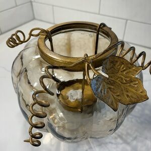Pier 1 Glass Pumpkin candle holder